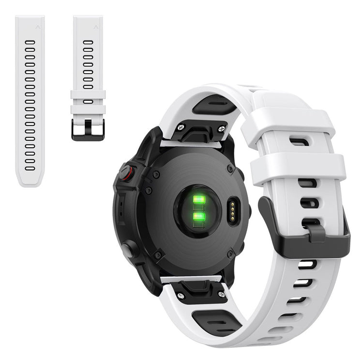 Dual color silicoone watch band for Garmin watch - White / Black#serie_1