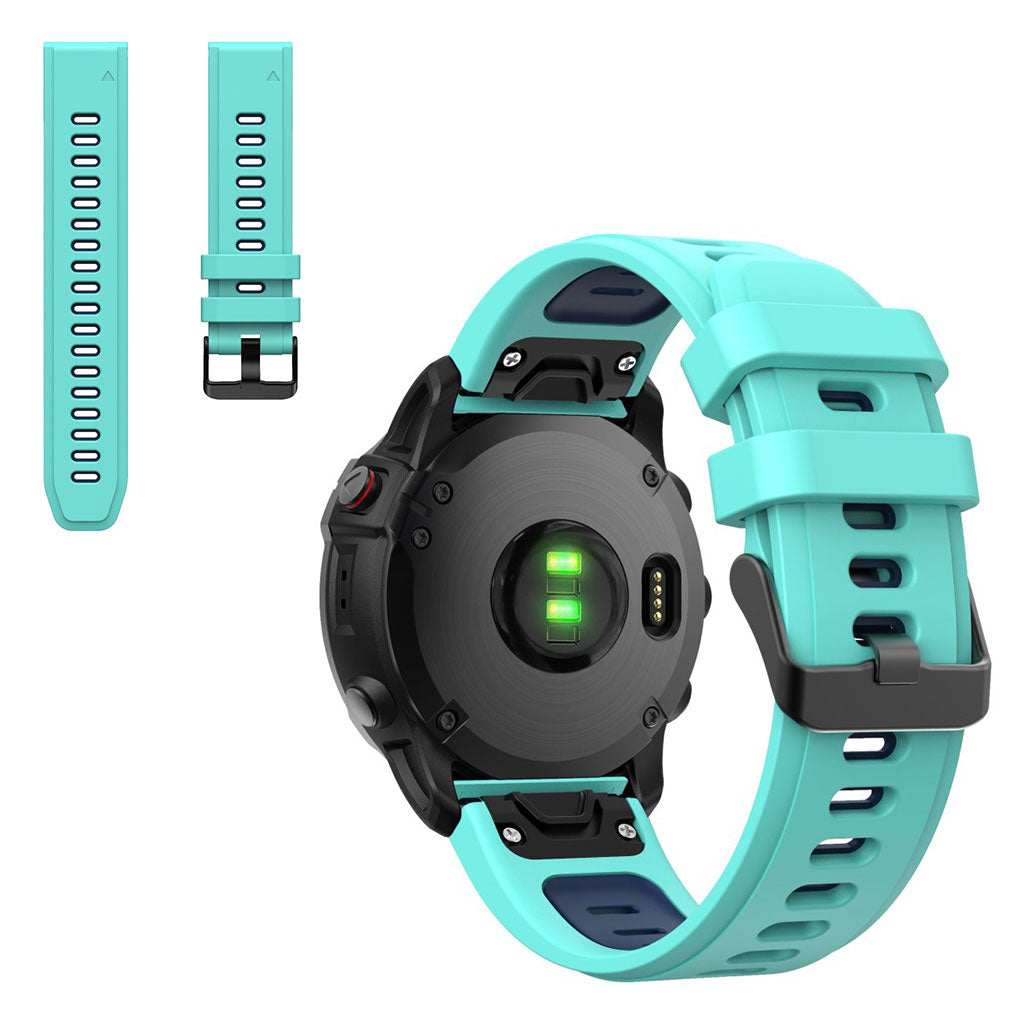 Dual color silicoone watch band for Garmin watch - Mint Green / Midnight Blue#serie_2