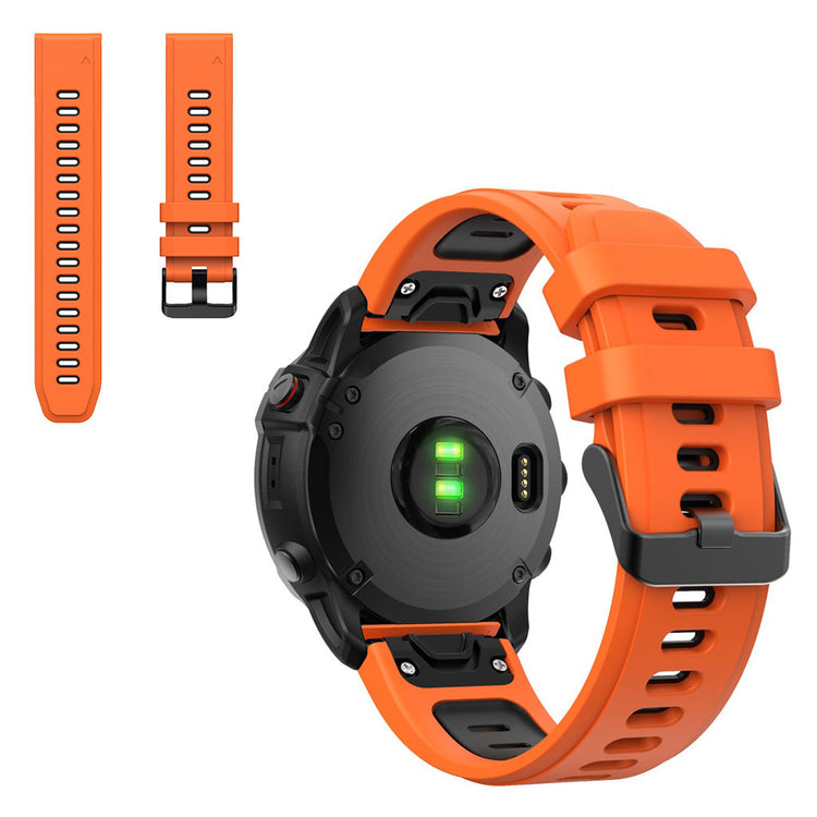 Dual color silicoone watch band for Garmin watch - Orange / Black#serie_3