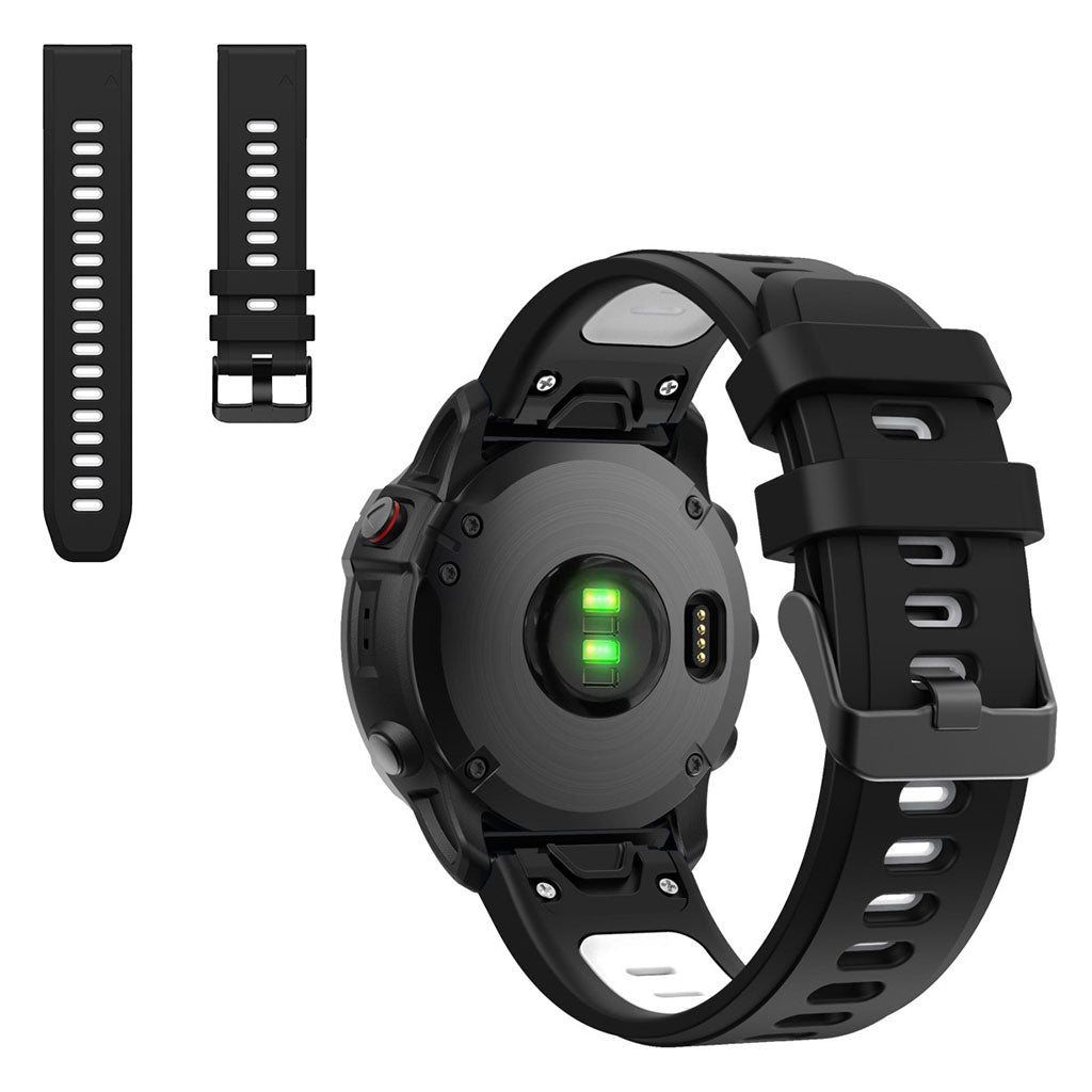 Dual color silicoone watch band for Garmin watch - Black / White#serie_4