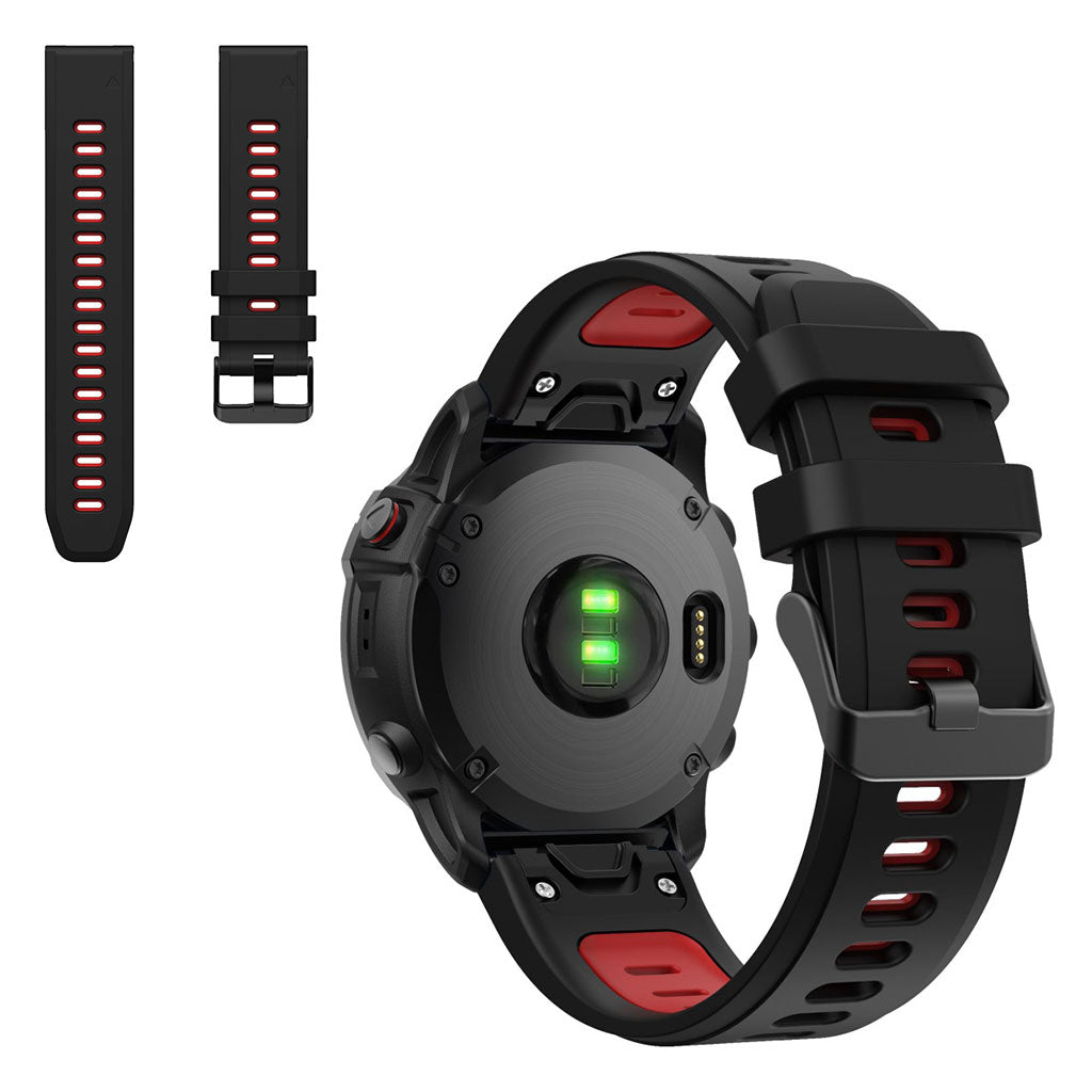 Dual color silicoone watch band for Garmin watch - Black / Red#serie_5