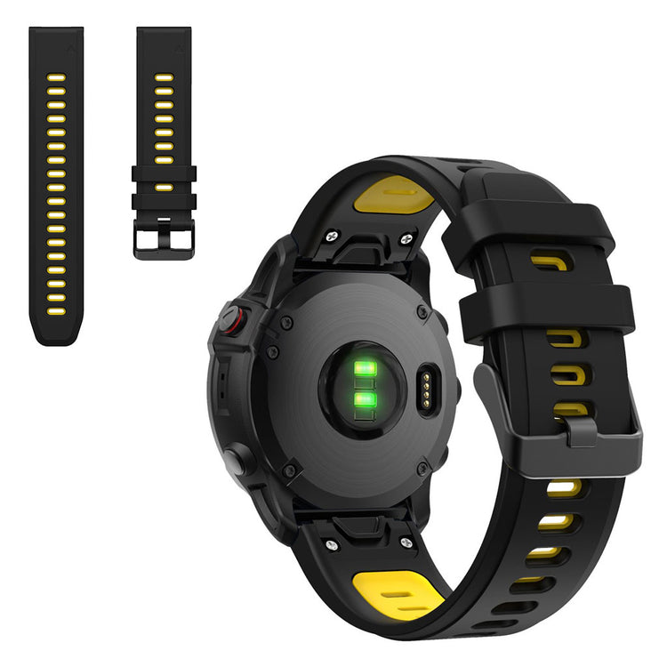 Dual color silicoone watch band for Garmin watch - Black / Yellow#serie_6