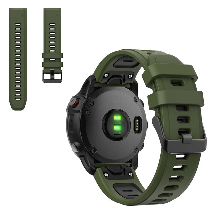 Dual color silicoone watch band for Garmin watch - Army Green / Black#serie_9