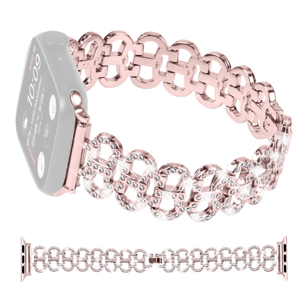 Rhinestones Decor Gourd Shape Watch band Apple Watch Series 9 8 7 41mm / 6 5 4 SE (2022) SE (2023) SE 40mm / 3 2 1 38mm Alloy Strap - Pink#serie_1