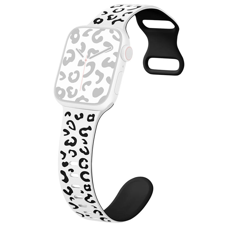 Apple Watch Series 49mm - 45mm - 44mm - 42mm Leopard Silicone Strap - White+Black#serie_1