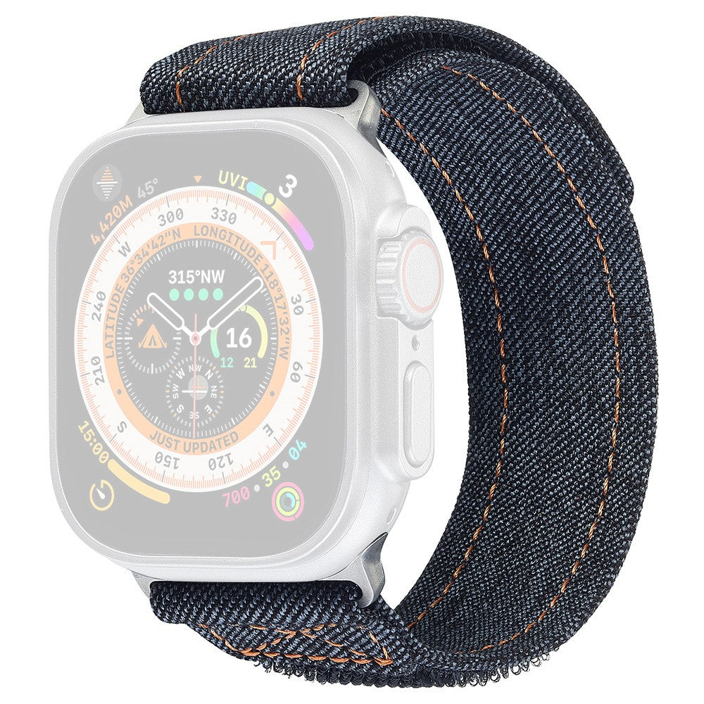 KALEBOL Denim Watch Strap Apple Watch Series 49mm - 45mm - 44mm - 42mm Magic Tape Band - Black#serie_1