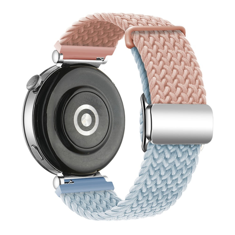 Huawei Watch GT 4 41mm Universal 18mm Watch Strap Woven Wrist Band with Silver Magnetic Buckle - Pink+Blue#serie_3