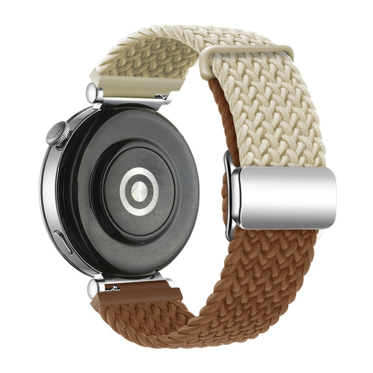 Huawei Watch GT 4 41mm Universal 18mm Watch Strap Woven Wrist Band with Silver Magnetic Buckle - Starlight+Brown#serie_25