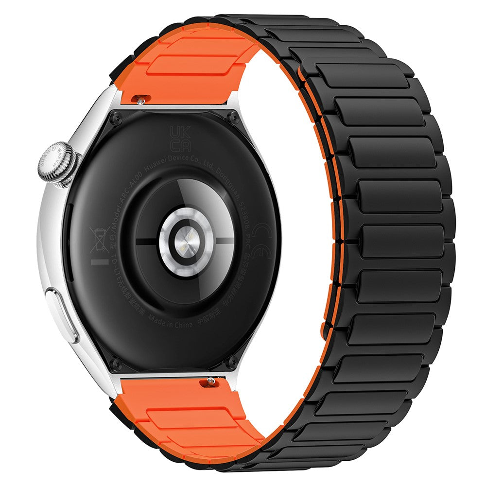 Huawei / Samsung Smart Watch Silicone Band 22mm Universal Magnetic Replacement Strap - Black+Orange#serie_1