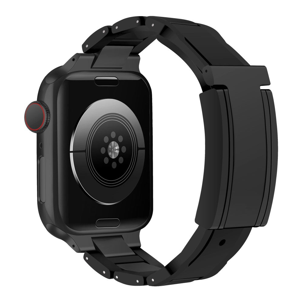 Apple Watch Series 41mm - 40mm - 38mm Stainless Steel+Rubber Strap - Black+Black Buckle#serie_1