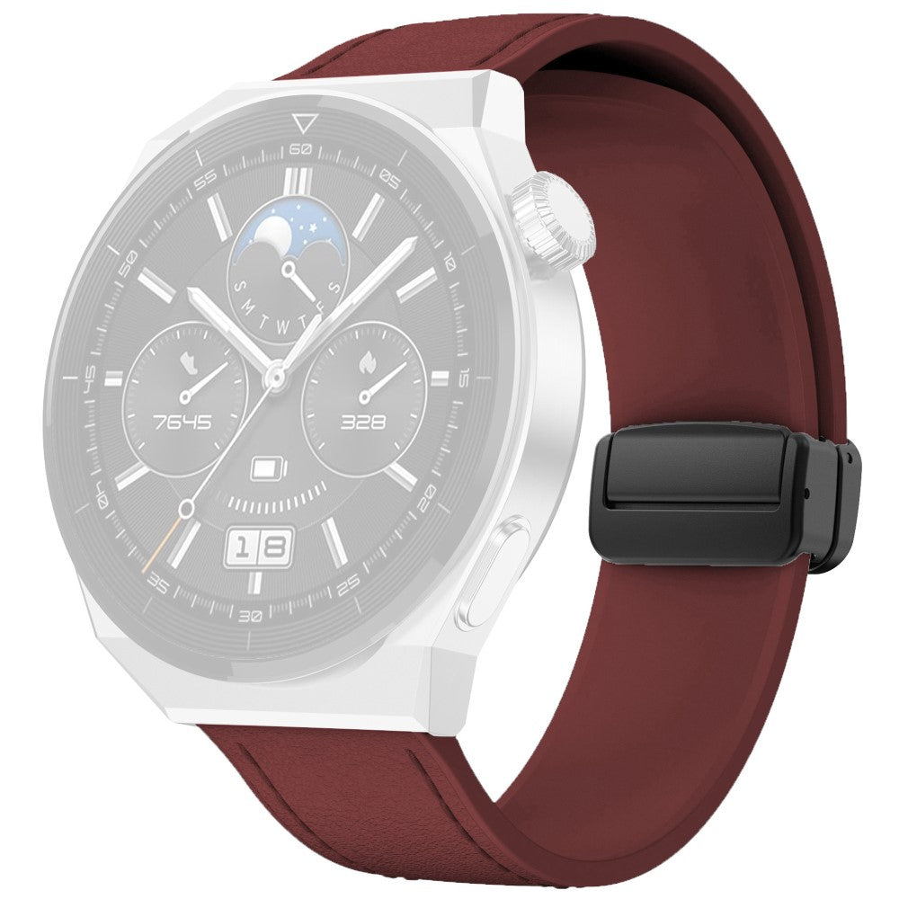 Huawei Watch GT 3 42mm / GT 3 Pro 43mm Watch Band 20mm Leather Coated Silicone Strap with Magnetic Buckle - Wine Red#serie_8