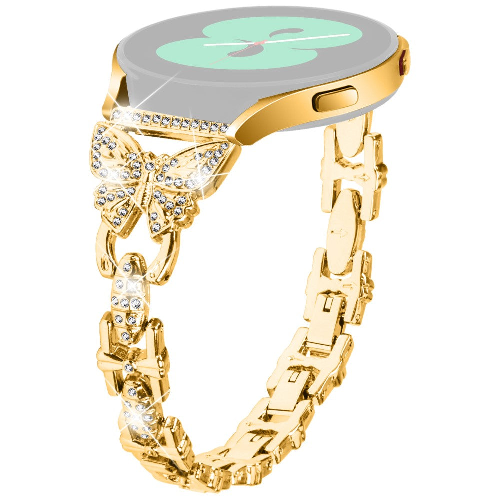 Samsung Galaxy Watch FE 40mm Butterfly Bling Rhinestone Decor Watch Band Metal Bracelet - Gold#serie_2