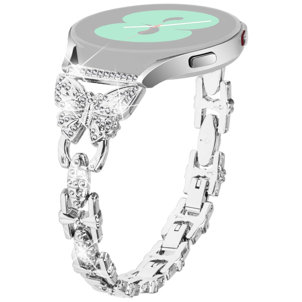 Samsung Galaxy Watch FE 40mm Butterfly Bling Rhinestone Decor Watch Band Metal Bracelet - Silver#serie_4