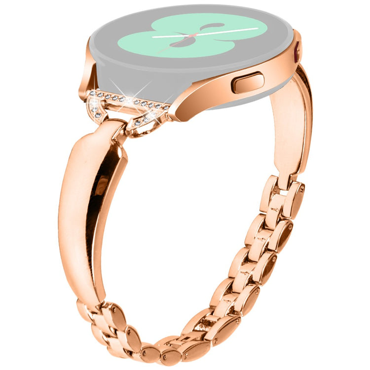 Watch Band Samsung Galaxy Watch FE 40mm D-Shape Bling Rhinestone Decor Alloy Bracelet - Rose Gold#serie_4