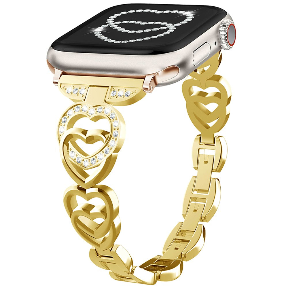 Apple Watch Series 41mm - 40mm - 38mm Zinc Alloy Band Love Heart Design Watch Strap - Gold#serie_2