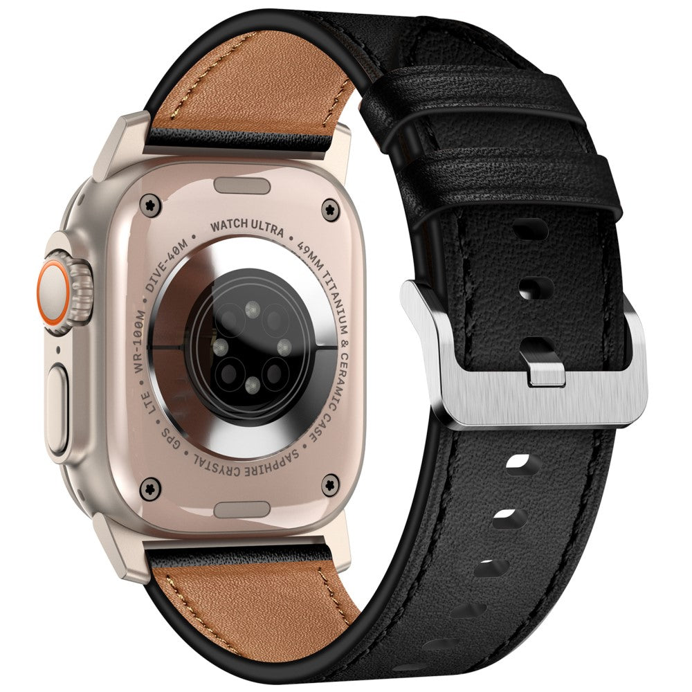 KALEBOL Apple Watch Series 49mm - 45mm - 44mm - 42mm Cowhide Leather Band - Titanium+Black#serie_6