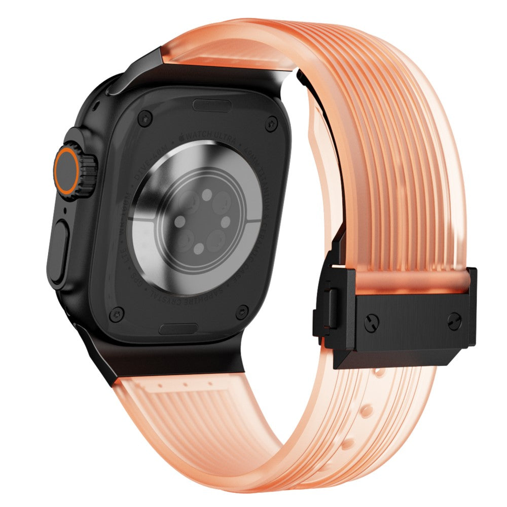 KALEBOL Apple Watch Series 49mm - 45mm - 44mm - 42mm Silicone Watch Band - Transparent Orange / Black#serie_2