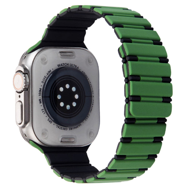 Apple Watch Series 41mm - 40mm - 38mm Dual Color Magnetic Silicone Watch Strap - Green+Black#serie_10