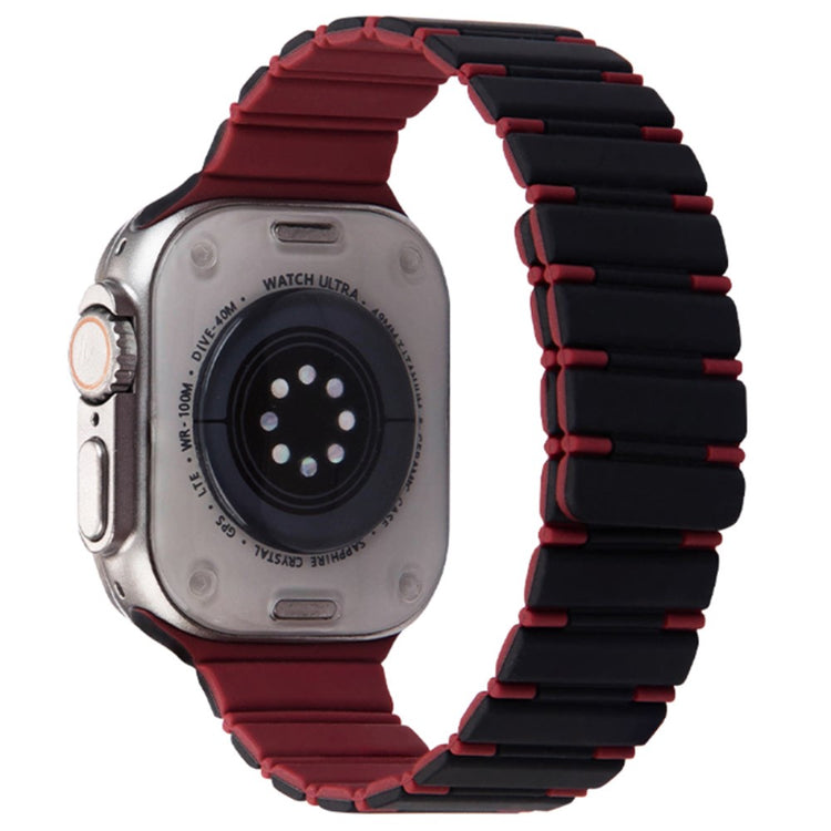 Apple Watch Series 41mm - 40mm - 38mm Dual Color Magnetic Silicone Watch Strap - Black+Wine Red#serie_12