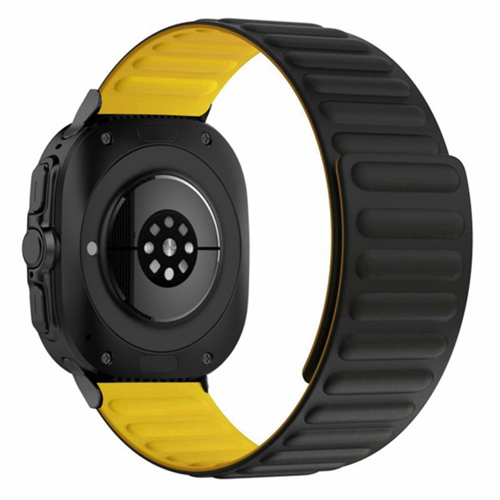 Samsung Galaxy Watch Ultra 47mm Magnetic Silicone Watch Strap Replacement - Black+Yellow#serie_2