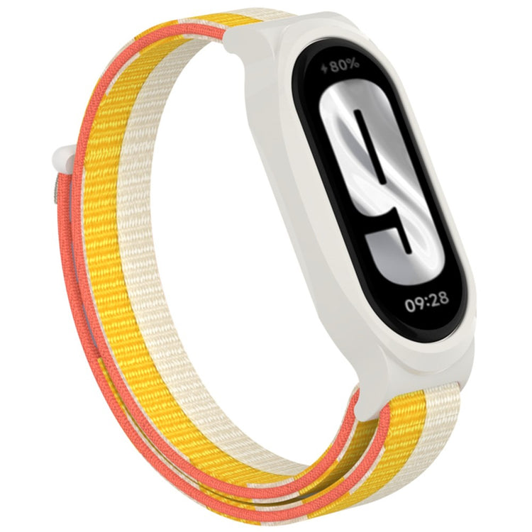 Xiaomi Mi Band 9 / Smart Band 8 Watch Band Nylon Loop Wrist Strap with Bump Resistant Watch Case - White+Yellow#serie_2