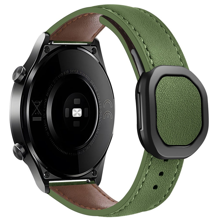 KALEBOL Huawei Watch Strap 22mm Nautilus Magnetic Buckle Genuine Cow Leather Band - Army Green#serie_5