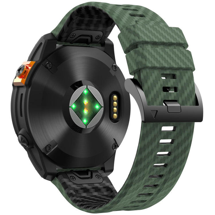 KALEBOL Garmin Fenix Series 5 - 6 - 7 - 22mm Silicone Watch Band Quickfit 22mm Carbon Fiber Texture Strap - Army Green+Black#serie_9