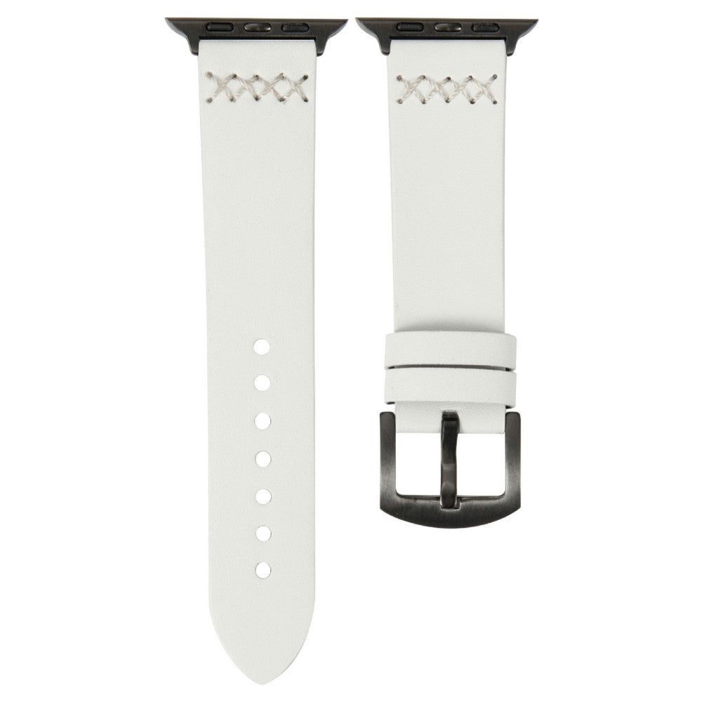 KALEBOL Apple Watch Series 41mm - 40mm - 38mm Cross-Stitch Leather Watch Strap - White#serie_2