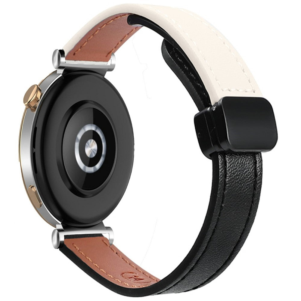 Samsung Galaxy Watch 20mm Magnetic Buckle Slim Microfiber Leather Watch Strap - Apricot+Black#serie_14