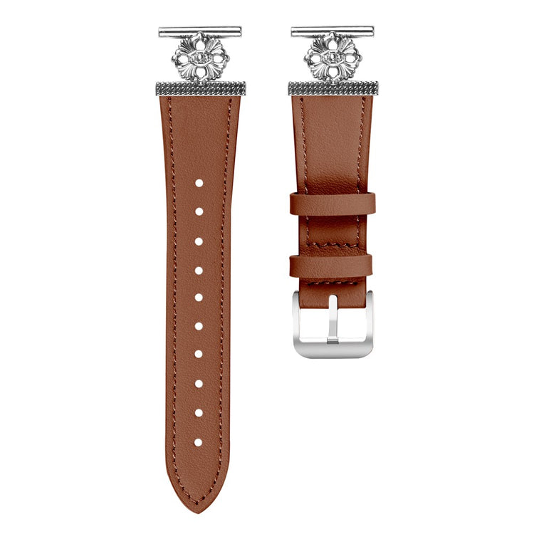 Garmin Fenix 5S / Fenix 5S Plus Watch Band Genuine Cow Leather Flower Decor Adjustable Strap - Brown#serie_4