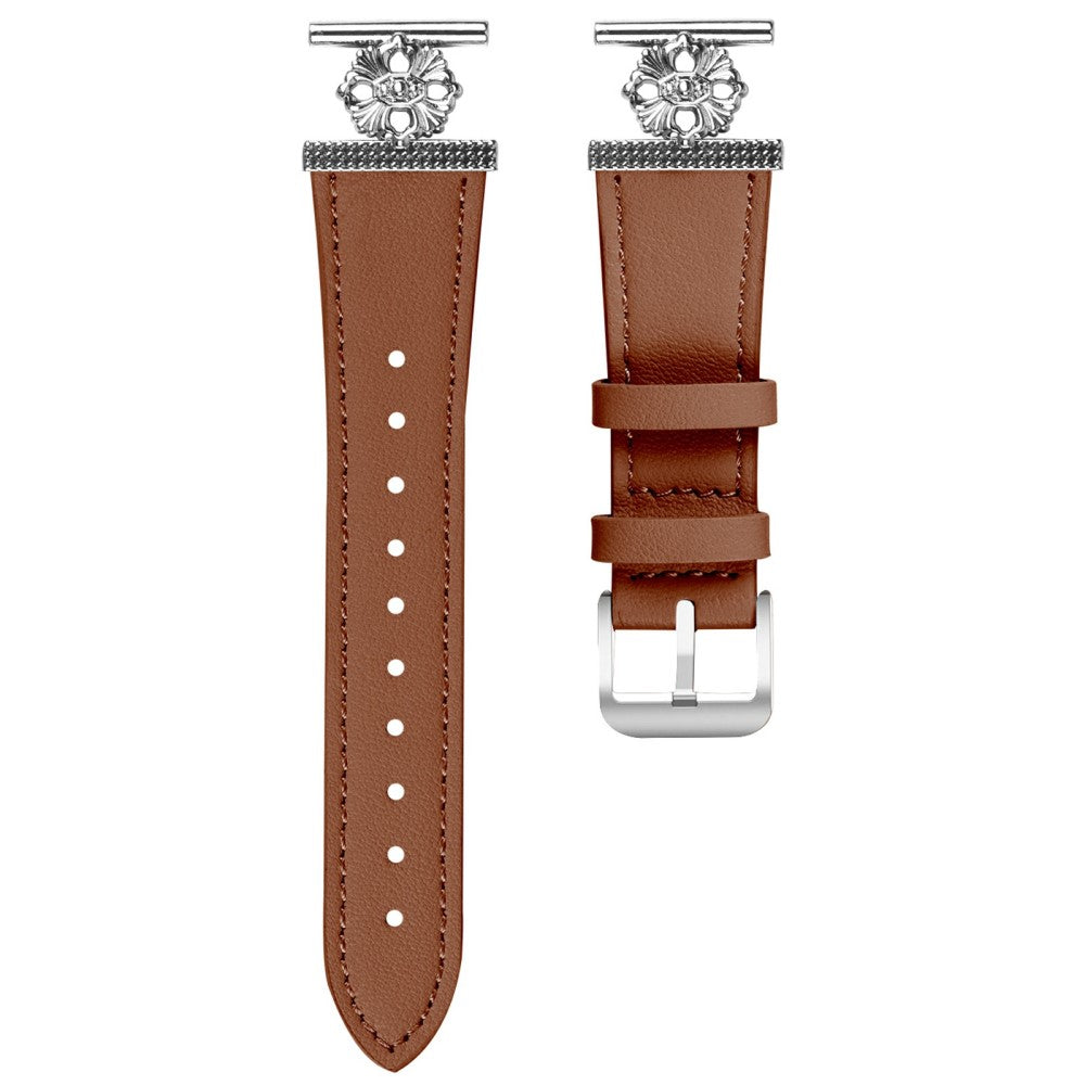 Verizon GizmoWatch 2 (Men Version) Watch Band Genuine Cow Leather Flower Decor Adjustable Strap - Brown#serie_4