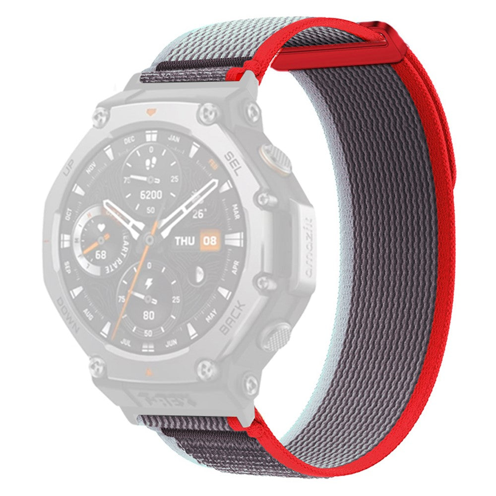 Huami Amazfit T-Rex 3 Watch Strap Nylon Loop Adjustable Wrist Band with Connector - Red / Grey#serie_5