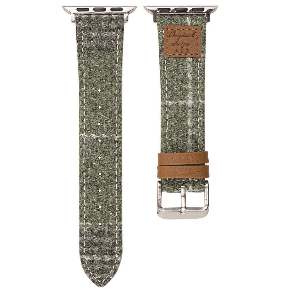 Wool + Leather Strap Apple Watch Series 49mm - 45mm - 44mm - 42mm - Light Green#serie_5