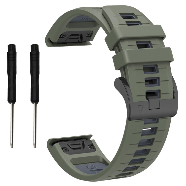 Garmin Fenix 8 47mm / Fenix E 47mm / Fenix 7 Quick Release Watch Band Dual Color 22mm Silicone Wrist Strap - Army Green  /  Black#serie_11