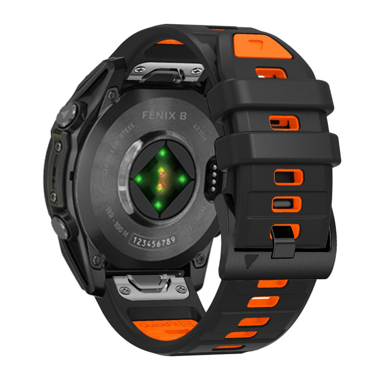 26mm Watch Strap Garmin Fenix 8 51mm / Enduro 3 / Instinct 2X Universal Silicone Band - Black+Orange#serie_5