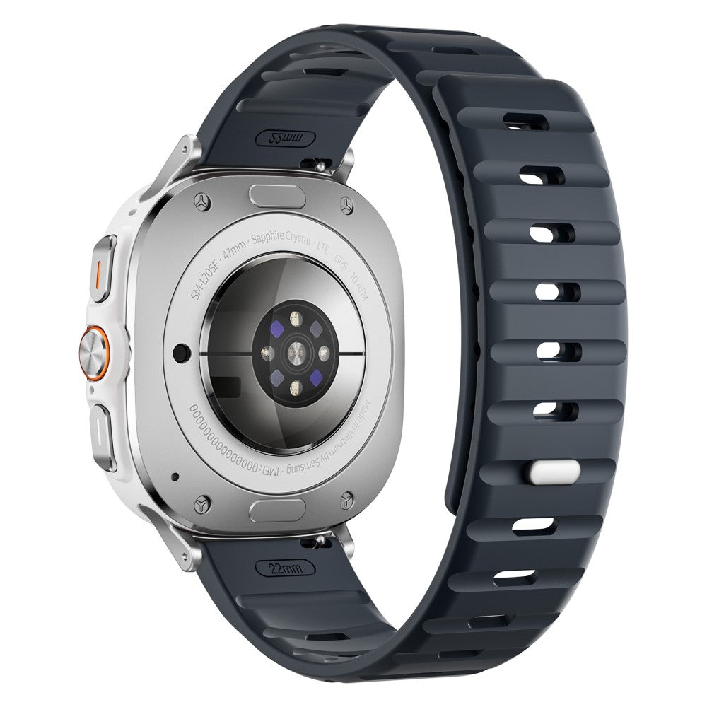 Samsung Galaxy Watch Ultra 47mm Replacement Band Silicone Watch Strap Magnetic Button - Midnight Blue / Silver#serie_11