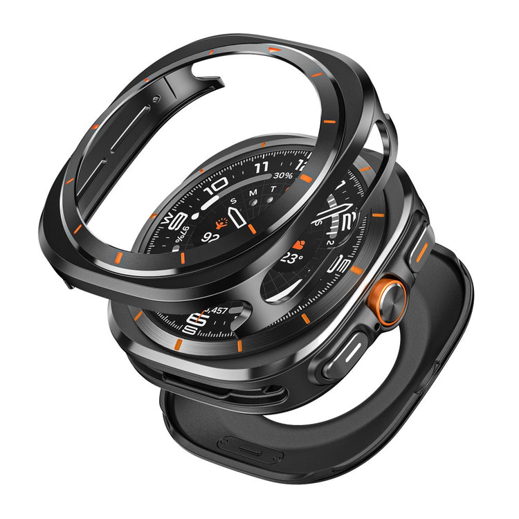 Samsung Galaxy Watch Ultra 47mm Watch Case Aluminum Alloy and Bump Resistant Protective Cover - Black+Orange#serie_2