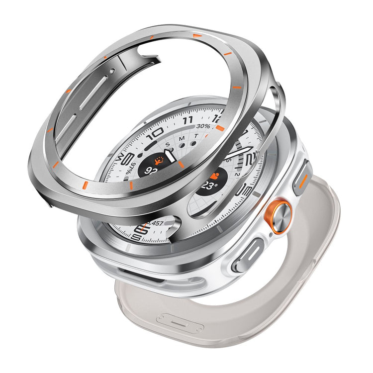 Samsung Galaxy Watch Ultra 47mm Watch Case Aluminum Alloy and Bump Resistant Protective Cover - Grey+Orange#serie_3