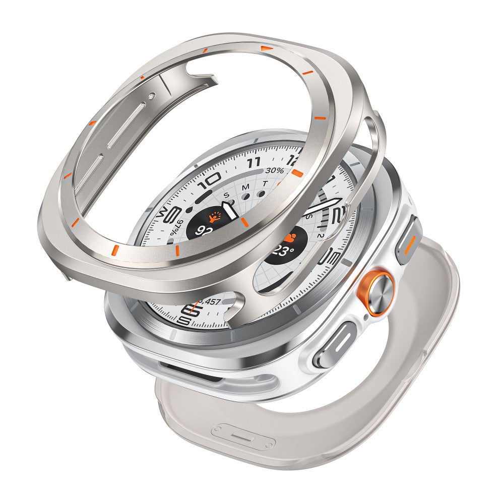 Samsung Galaxy Watch Ultra 47mm Watch Case Aluminum Alloy and Bump Resistant Protective Cover - Titanium+Orange#serie_4