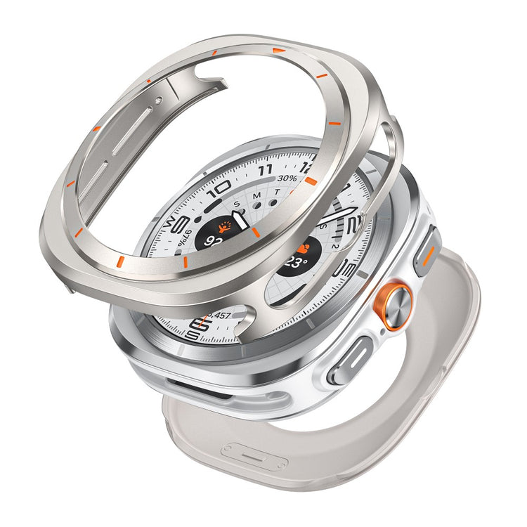 Samsung Galaxy Watch Ultra 47mm Watch Case Aluminum Alloy and Bump Resistant Protective Cover - Titanium+Orange#serie_4