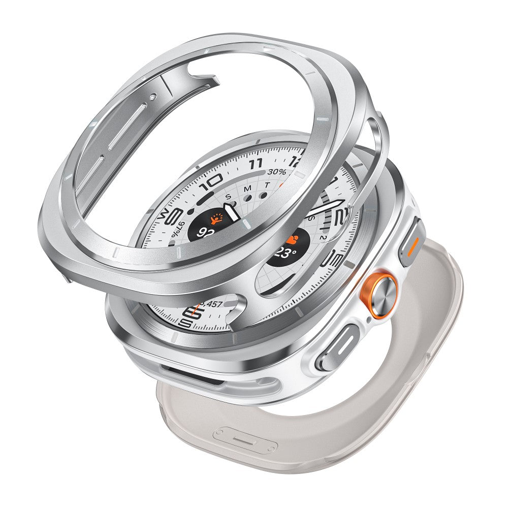Samsung Galaxy Watch Ultra 47mm Watch Case Aluminum Alloy and Bump Resistant Protective Cover - Silver+White#serie_5