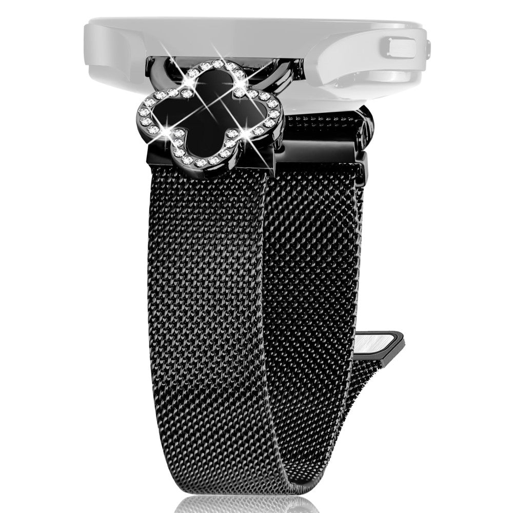 Garmin D2 Air X10 / Bounce Milanese Band Electroplated Stainless Steel Watch Strap Clover Decor, Size: S - Black / Black#serie_1