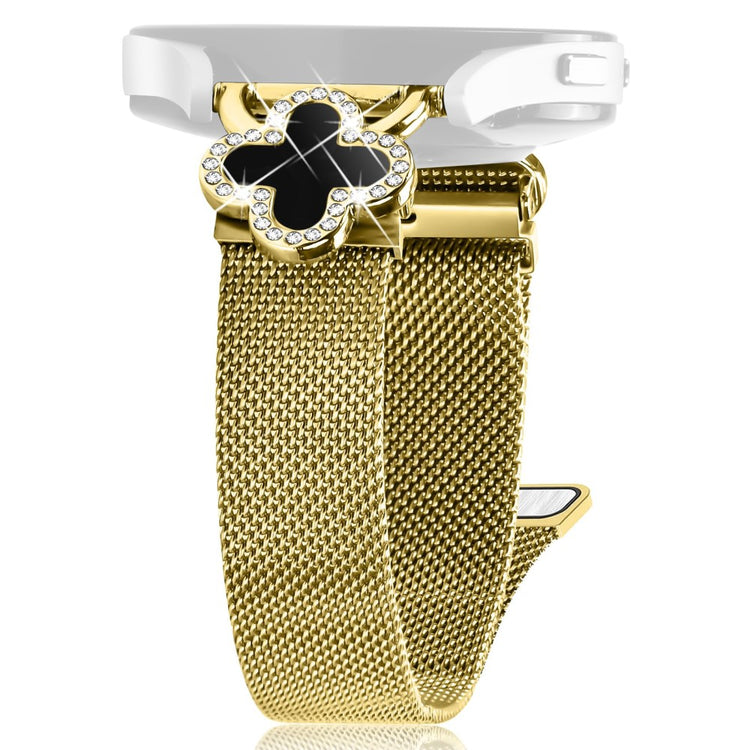 Garmin Vivomove Sport / Venu 2 Plus Milanese Band Electroplated Metal Watch Strap Clover Decor, Size: S - Gold / Black#serie_2