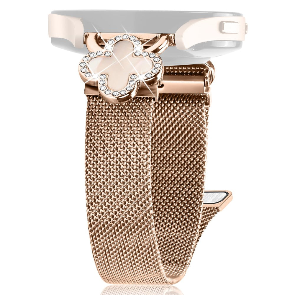 Garmin Vivomove Sport / Venu 2 Plus Milanese Band Electroplated Metal Watch Strap Clover Decor, Size: S - Rose Gold / Colored#serie_3
