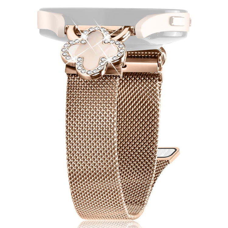 Garmin Vivomove Sport / Venu 2 Plus Milanese Band Electroplated Metal Watch Strap Clover Decor, Size: S - Rose Gold / Colored#serie_3