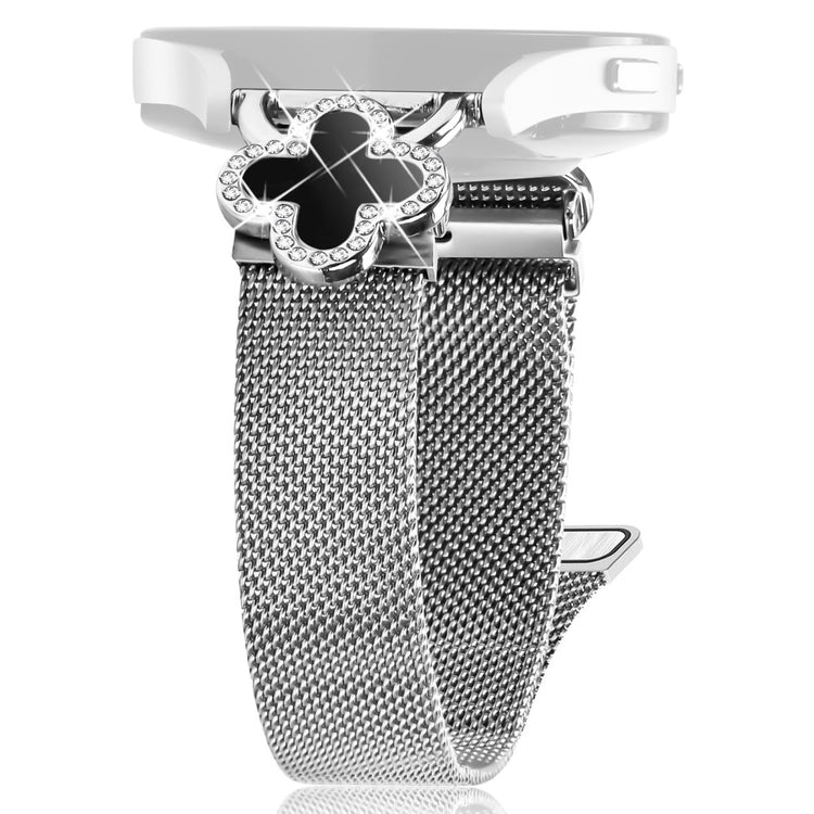 Verizon Gizmo Watch 1 Milanese Band Stainless Steel Magnetic Watch Strap with Clover Connector, Size: S - Silver  /  Black#serie_2