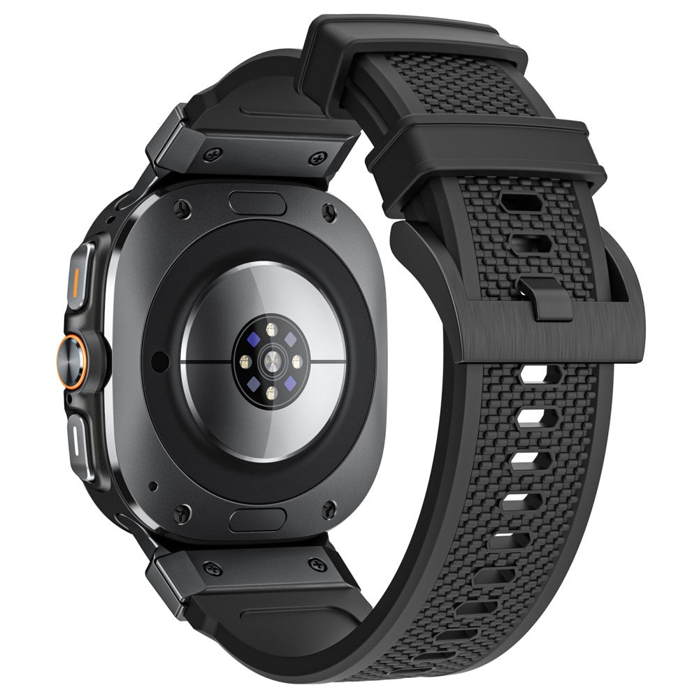 LEMONDA Samsung Galaxy Watch Ultra 47mm Band Rubber Breathable Watch Strap - Black / Black Connector#serie_1