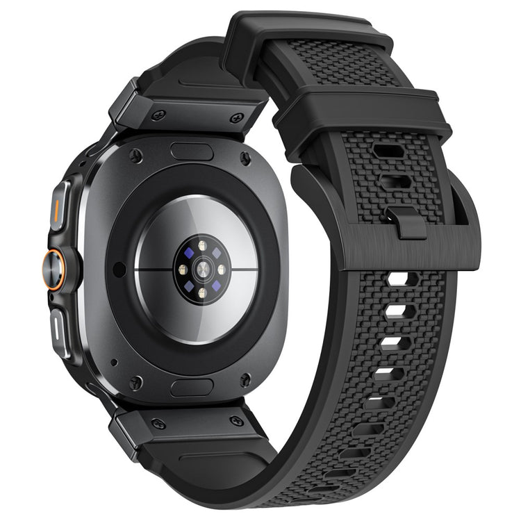 LEMONDA Samsung Galaxy Watch Ultra 47mm Band Rubber Breathable Watch Strap - Black / Black Connector#serie_1