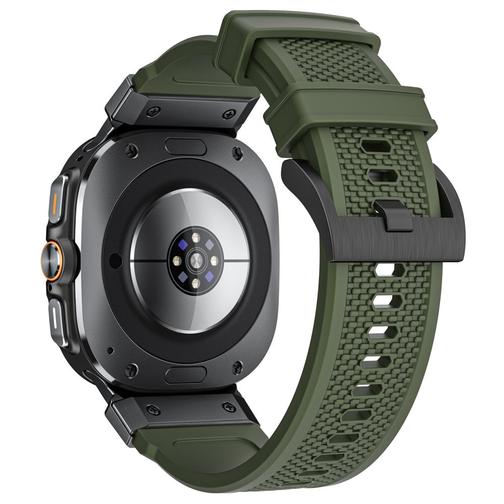 LEMONDA Samsung Galaxy Watch Ultra 47mm Band Rubber Breathable Watch Strap - Army Green / Black Connector#serie_3