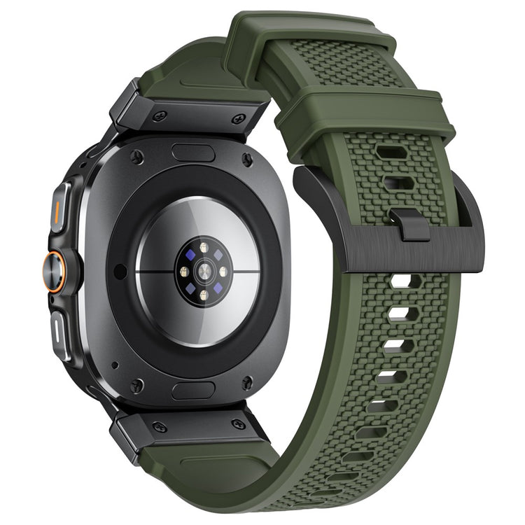 LEMONDA Samsung Galaxy Watch Ultra 47mm Band Rubber Breathable Watch Strap - Army Green / Black Connector#serie_3